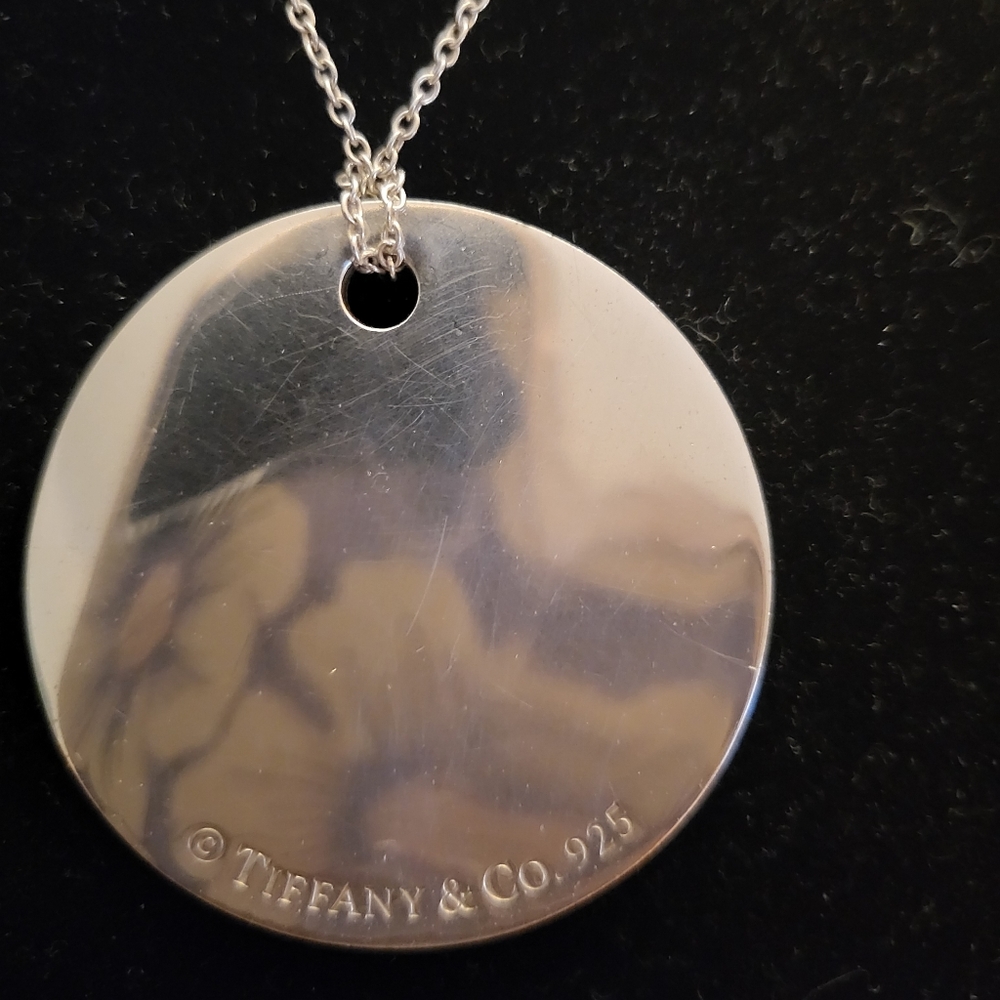 Authentic Tiffany & Co Large Script Pendant & Cha… - image 2
